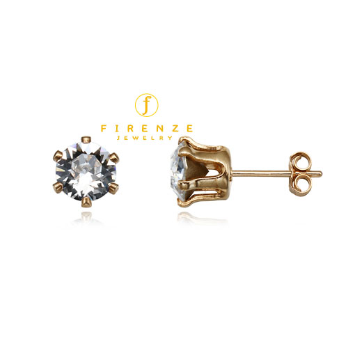 14K Gold Filled Handmade 6mm Round Snap-inEarr with 6mm SwCrystal Earring[Firenze Jewelry] 피렌체주얼리