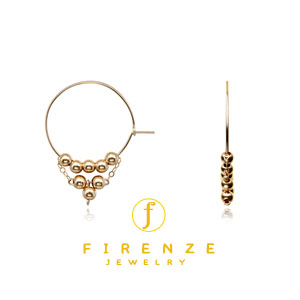 14K Gold Filled Handmade 25mmEarHoop with 8x4mm Roundball Earrings[Firenze Jewelry] 피렌체주얼리