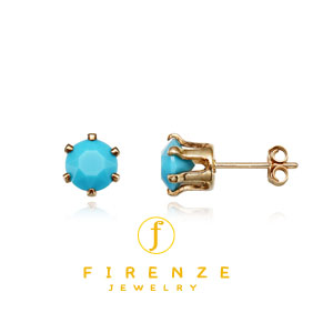 14K Gold Filled Handmade 6mm Round Snap-inEarr with 6mm SwTurquoise Earring[Firenze Jewelry] 피렌체주얼리