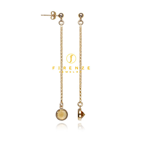 14K Gold Filled Handmade PlateRollChain Long Dangle 6x8mm Citrine round drop Earrings[Firenze Jewelry] 피렌체주얼리