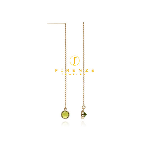 14K Gold Filled Handmade 80mmCableChain Long Dangle 6x8mm Peridot round drop Earrings[Firenze Jewelry] 피렌체주얼리