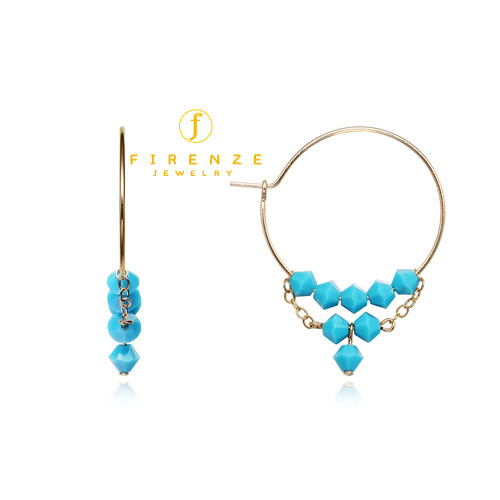 14K Gold Filled Handmade 25mm EarHoop with SwTurquoise Dangle Earrings[Firenze Jewelry] 피렌체주얼리