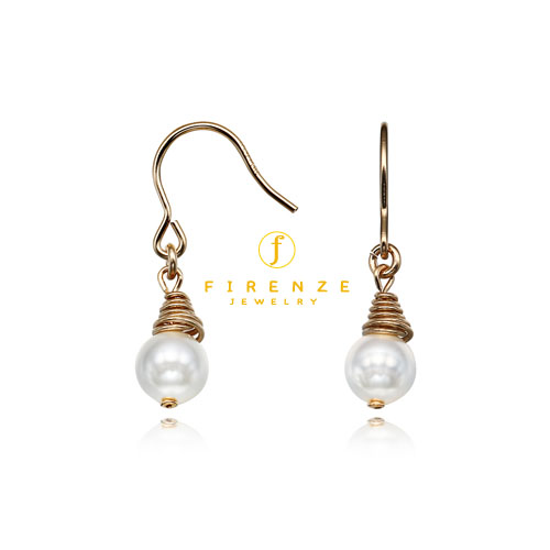 14K Gold Filled Handmade EarWire Basic with 6mm Freshwater Pear Dangle Earrings[Firenze Jewelry] 피렌체주얼리