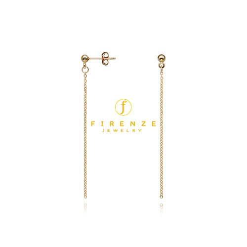 14K Gold Filled handmade 3mmEarBallPost with 1mm x 45mm Plate cable chain Hanging Earrings[Firenze Jewelry] 피렌체주얼리