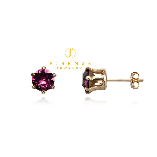 14K Gold Filled Handmade 6mm Round Snap-inEarr with SwAmethyst Earring[Firenze Jewelry] 피렌체주얼리