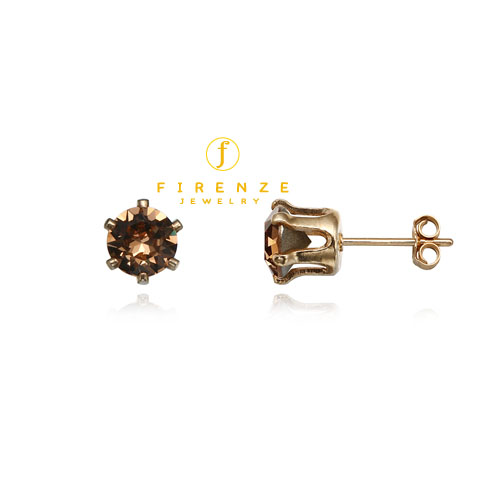 14K Gold Filled Handmade 6mm Round Snap-inEarr with 6mm SwTopaz Earring[Firenze Jewelry] 피렌체주얼리