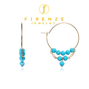 14K Gold Filled Handmade 25mm EarHoop with SwTurquoise Dangle Earrings[Firenze Jewelry] 피렌체주얼리