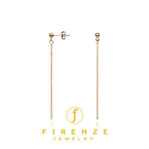 14K Gold Filled handmade 3mmEarBallPost with 1mm x 45mm Plate cable chain Hanging Earrings[Firenze Jewelry] 피렌체주얼리