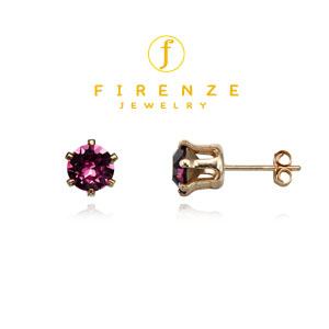 14K Gold Filled Handmade 6mm Round Snap-inEarr with SwAmethyst Earring[Firenze Jewelry] 피렌체주얼리