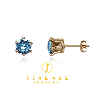14K Gold Filled Handmade 6mm Round Snap-inEarr with 6mm SwAquamarine Earring[Firenze Jewelry] 피렌체주얼리